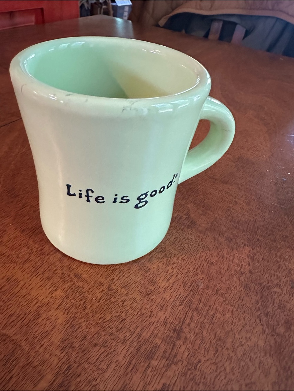Life Is Good Happy Camper Spring Green Diner Mug 4” Tall Retro Camper Coffee Cup - Picture 8 of 8